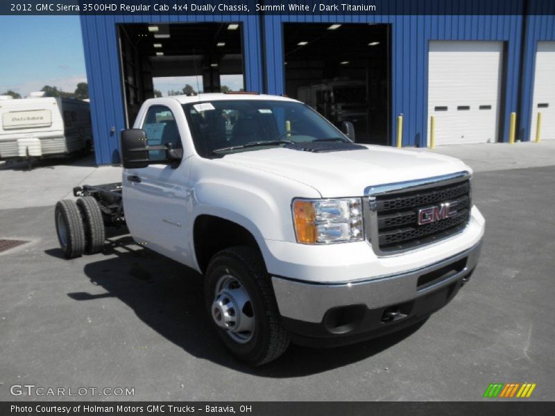 Summit White / Dark Titanium 2012 GMC Sierra 3500HD Regular Cab 4x4 Dually Chassis