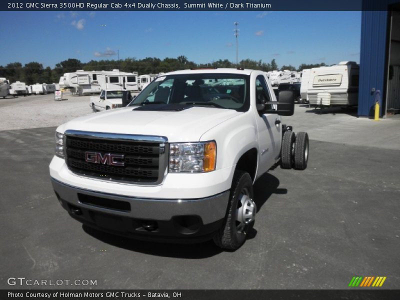 Summit White / Dark Titanium 2012 GMC Sierra 3500HD Regular Cab 4x4 Dually Chassis