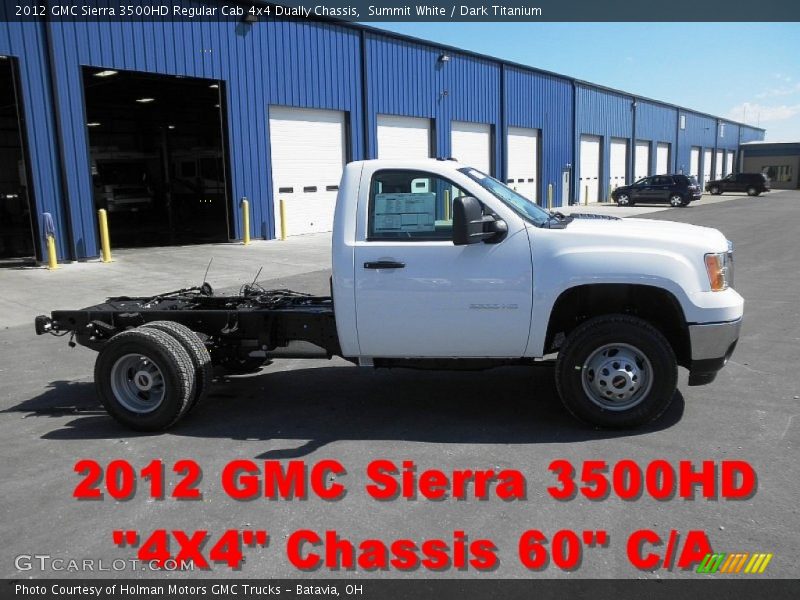 Summit White / Dark Titanium 2012 GMC Sierra 3500HD Regular Cab 4x4 Dually Chassis