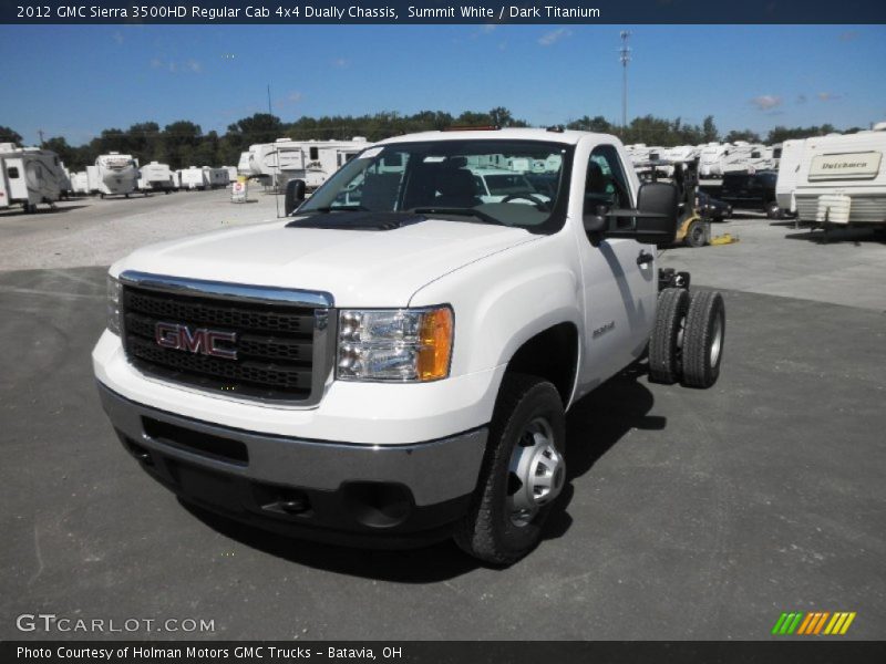 Summit White / Dark Titanium 2012 GMC Sierra 3500HD Regular Cab 4x4 Dually Chassis