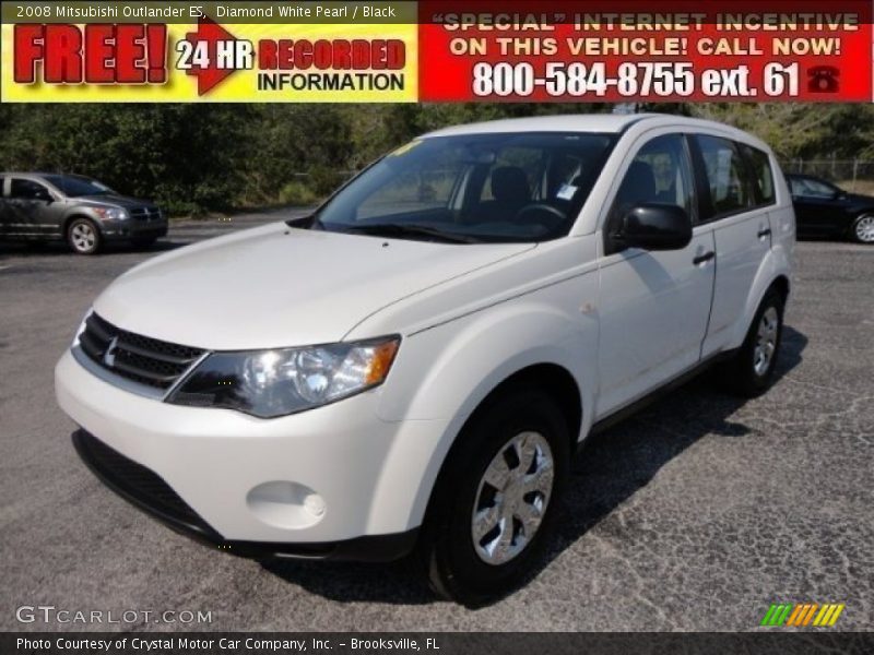 Diamond White Pearl / Black 2008 Mitsubishi Outlander ES