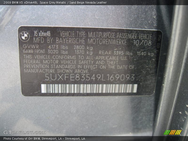 Space Grey Metallic / Sand Beige Nevada Leather 2009 BMW X5 xDrive48i