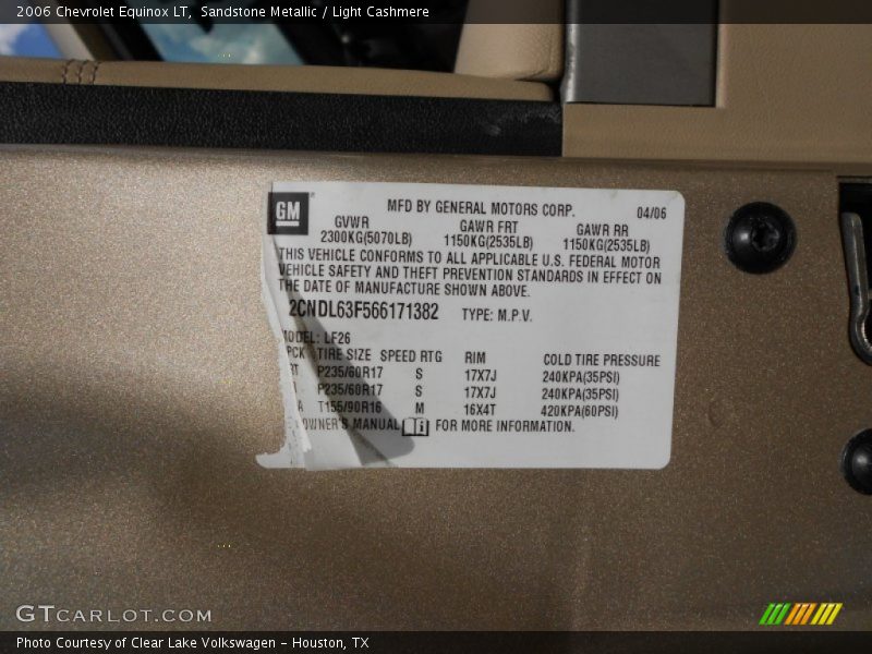 Sandstone Metallic / Light Cashmere 2006 Chevrolet Equinox LT