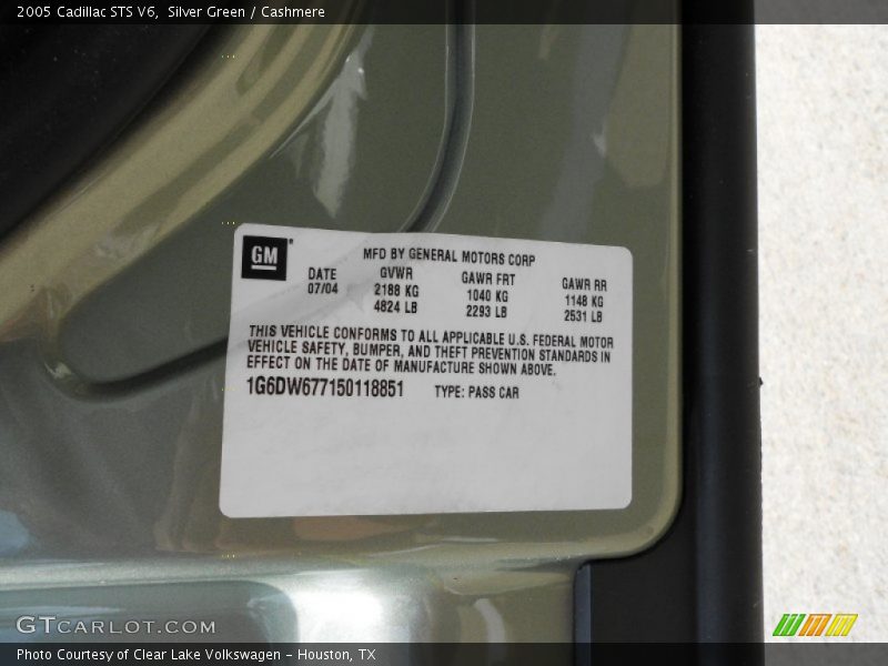 Silver Green / Cashmere 2005 Cadillac STS V6