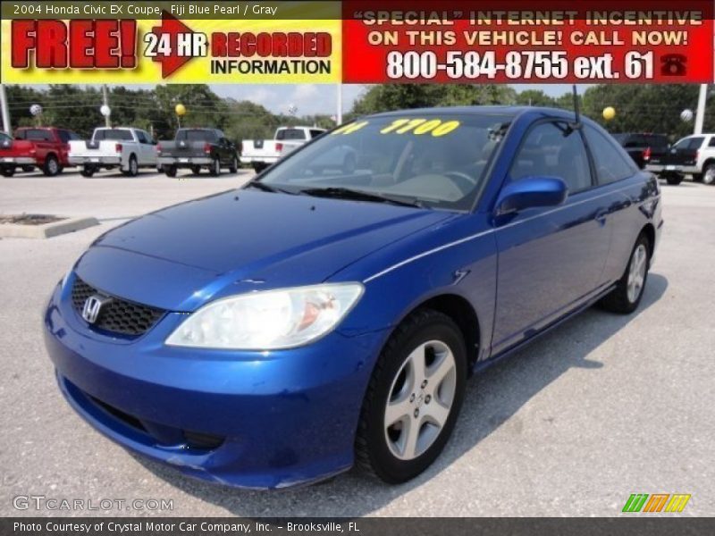 Fiji Blue Pearl / Gray 2004 Honda Civic EX Coupe