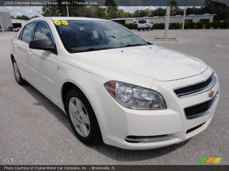 White / Titanium Gray 2008 Chevrolet Malibu LS Sedan