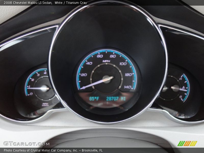 White / Titanium Gray 2008 Chevrolet Malibu LS Sedan