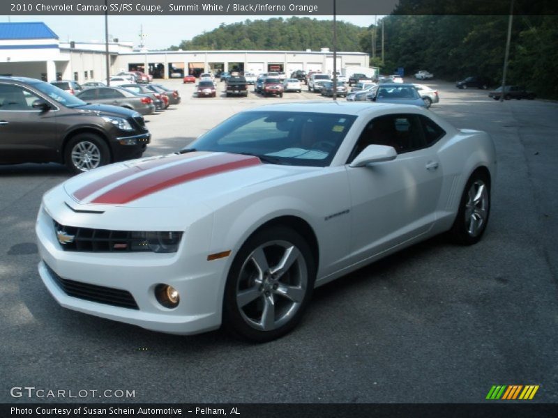 Summit White / Black/Inferno Orange 2010 Chevrolet Camaro SS/RS Coupe