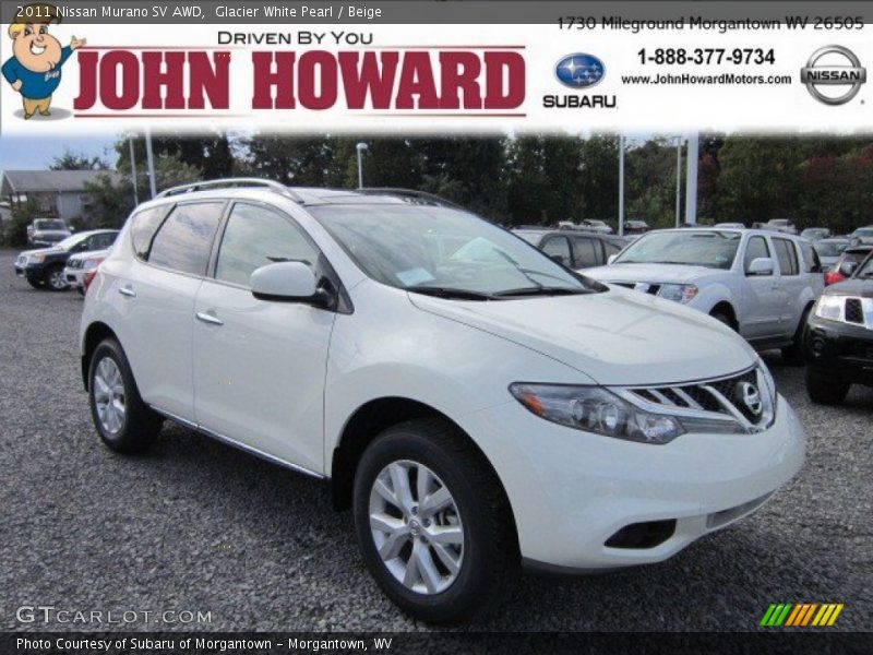 Glacier White Pearl / Beige 2011 Nissan Murano SV AWD