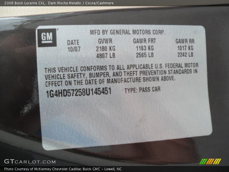 Dark Mocha Metallic / Cocoa/Cashmere 2008 Buick Lucerne CXL