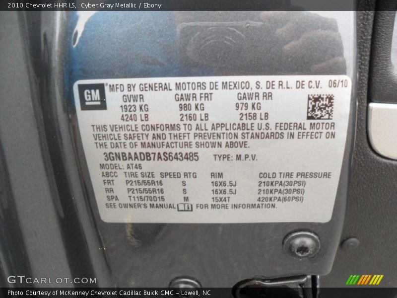 Cyber Gray Metallic / Ebony 2010 Chevrolet HHR LS