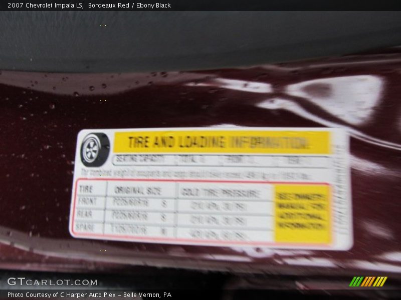 Bordeaux Red / Ebony Black 2007 Chevrolet Impala LS
