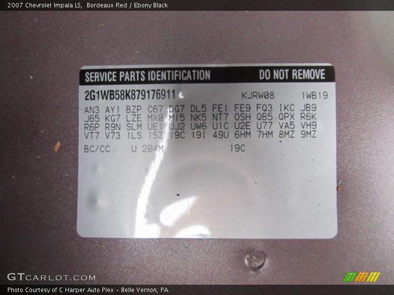 Bordeaux Red / Ebony Black 2007 Chevrolet Impala LS