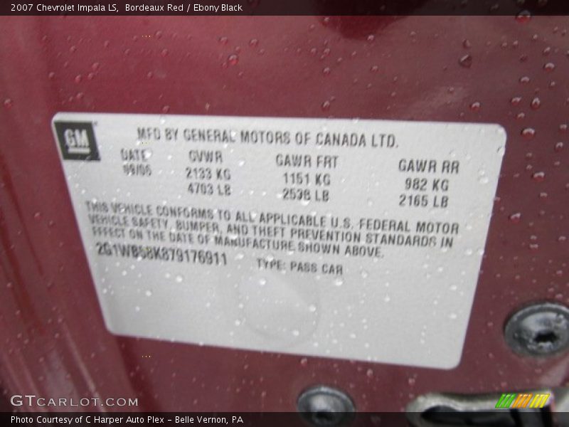 Bordeaux Red / Ebony Black 2007 Chevrolet Impala LS