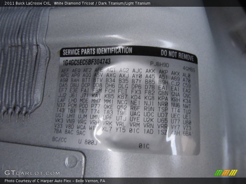Info Tag of 2011 LaCrosse CXL