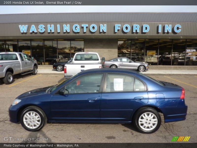 Eternal Blue Pearl / Gray 2005 Honda Civic LX Sedan