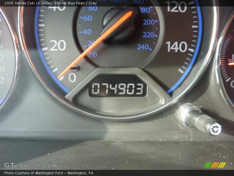 Eternal Blue Pearl / Gray 2005 Honda Civic LX Sedan