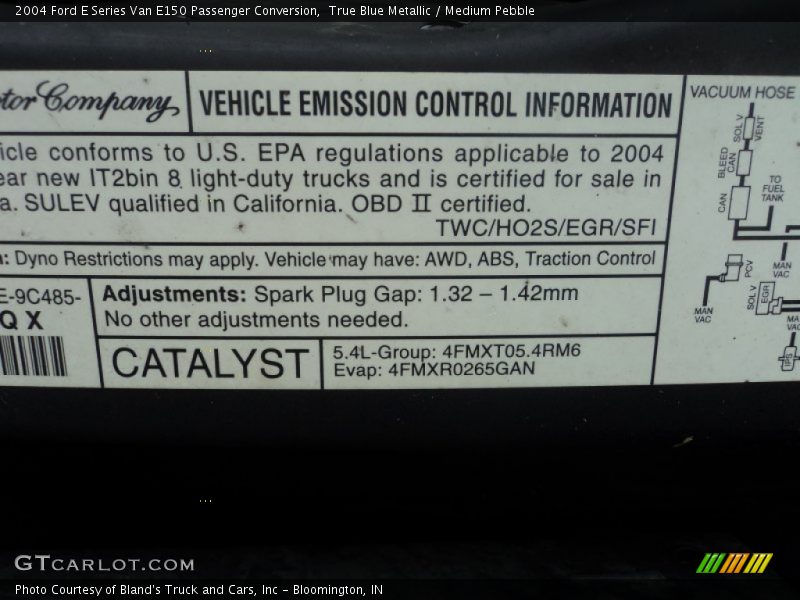 Info Tag of 2004 E Series Van E150 Passenger Conversion