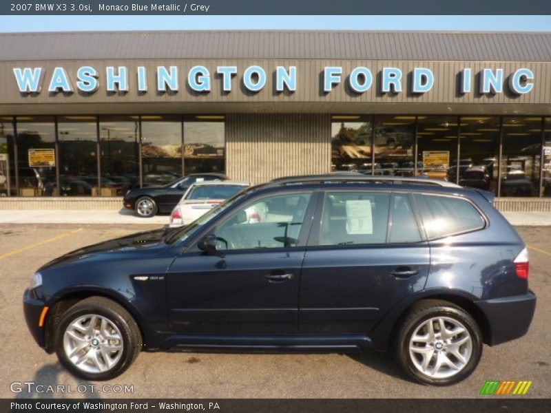 Monaco Blue Metallic / Grey 2007 BMW X3 3.0si