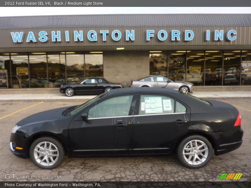 Black / Medium Light Stone 2012 Ford Fusion SEL V6
