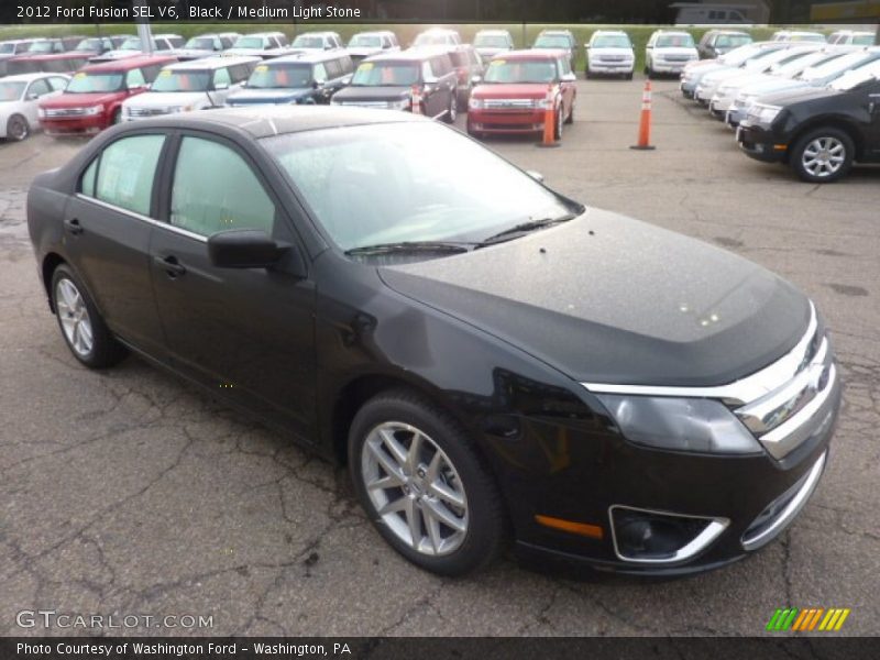 Black / Medium Light Stone 2012 Ford Fusion SEL V6