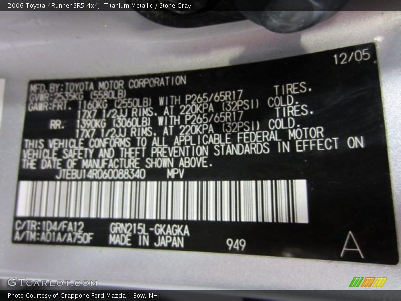 Titanium Metallic / Stone Gray 2006 Toyota 4Runner SR5 4x4