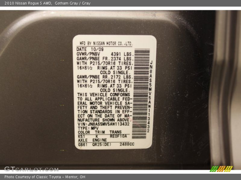 Gotham Gray / Gray 2010 Nissan Rogue S AWD