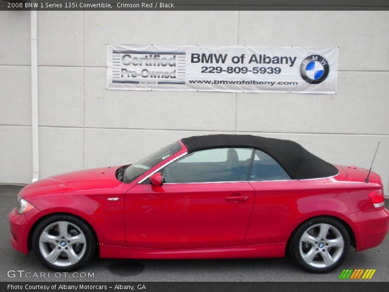 Crimson Red / Black 2008 BMW 1 Series 135i Convertible