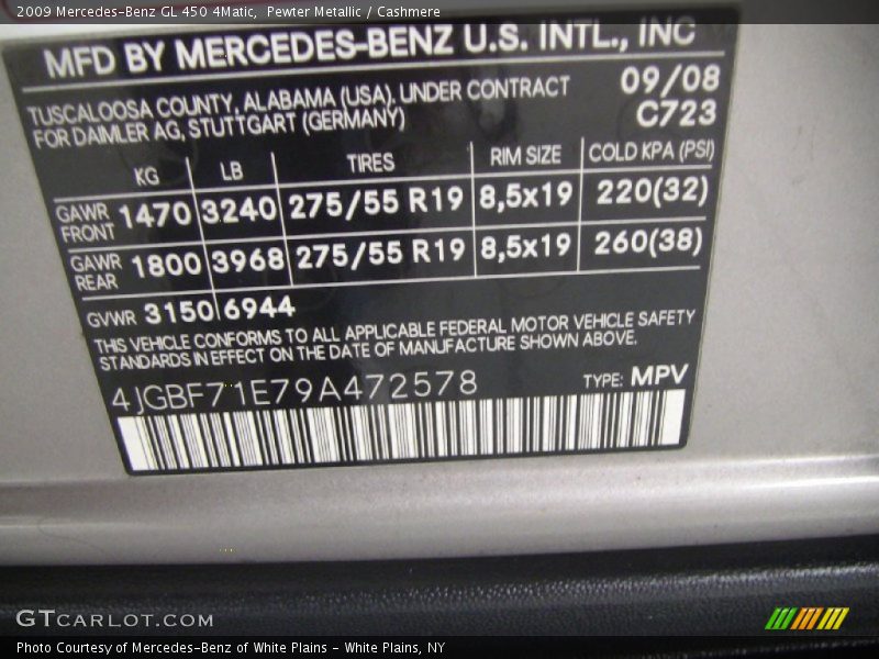 Pewter Metallic / Cashmere 2009 Mercedes-Benz GL 450 4Matic