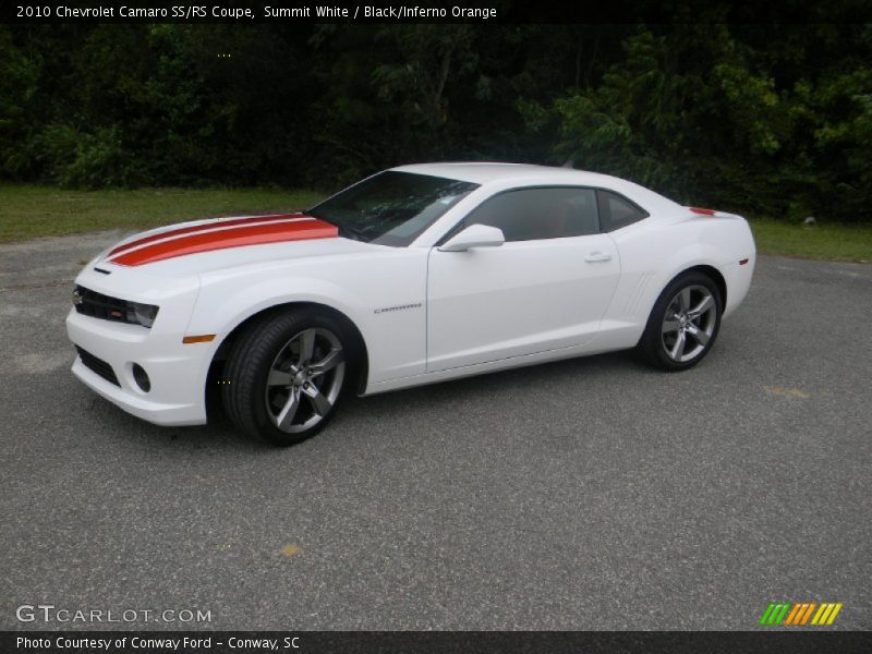 Summit White / Black/Inferno Orange 2010 Chevrolet Camaro SS/RS Coupe