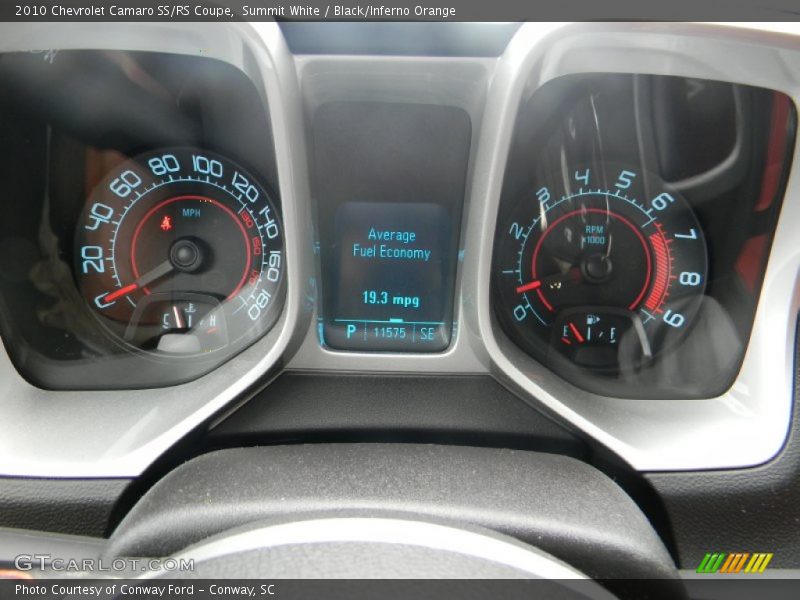 Summit White / Black/Inferno Orange 2010 Chevrolet Camaro SS/RS Coupe