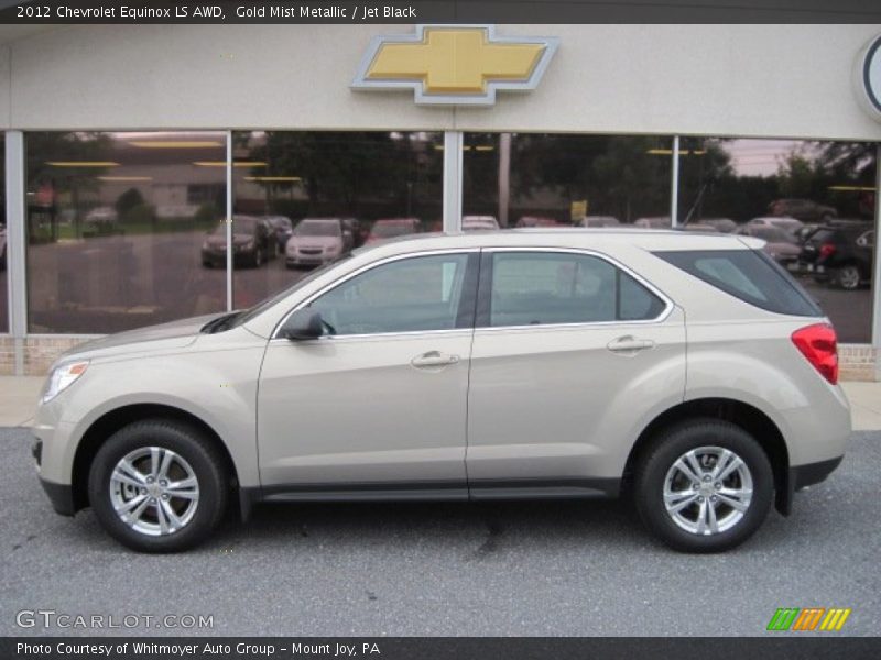 Gold Mist Metallic / Jet Black 2012 Chevrolet Equinox LS AWD