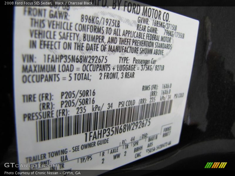 Black / Charcoal Black 2008 Ford Focus SES Sedan