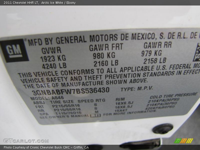 Arctic Ice White / Ebony 2011 Chevrolet HHR LT