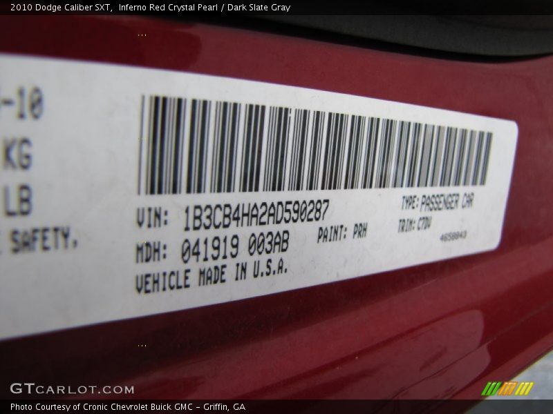 Inferno Red Crystal Pearl / Dark Slate Gray 2010 Dodge Caliber SXT