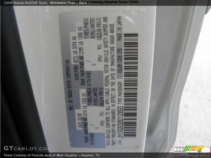 Whitewater Pearl / Black 2006 Mazda MAZDA5 Sport