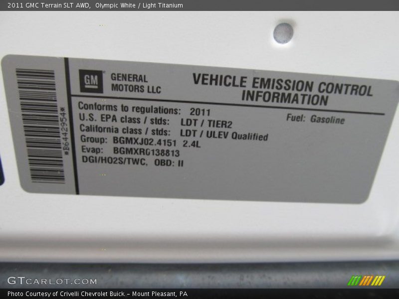Olympic White / Light Titanium 2011 GMC Terrain SLT AWD