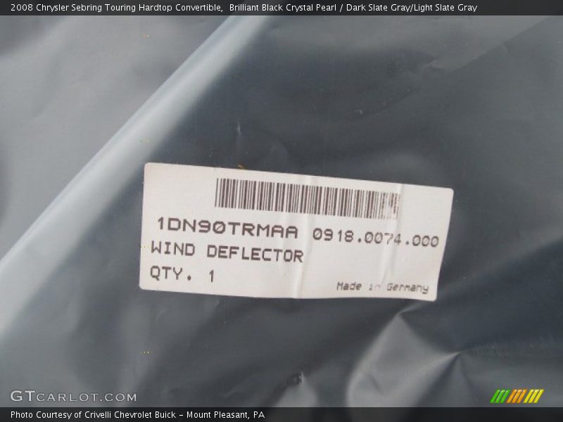 Brilliant Black Crystal Pearl / Dark Slate Gray/Light Slate Gray 2008 Chrysler Sebring Touring Hardtop Convertible