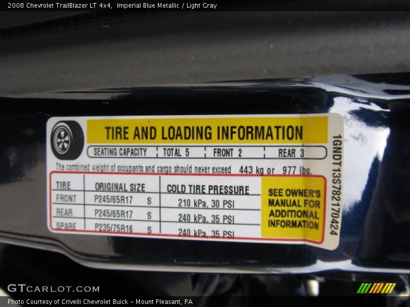 Imperial Blue Metallic / Light Gray 2008 Chevrolet TrailBlazer LT 4x4