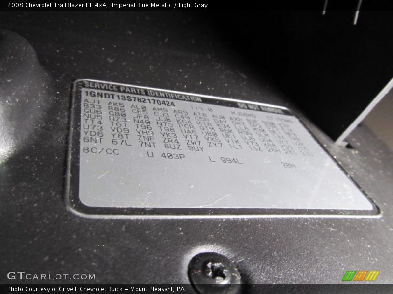Imperial Blue Metallic / Light Gray 2008 Chevrolet TrailBlazer LT 4x4