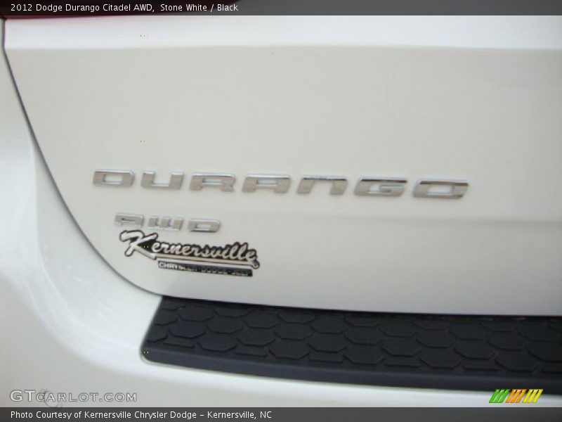 Stone White / Black 2012 Dodge Durango Citadel AWD