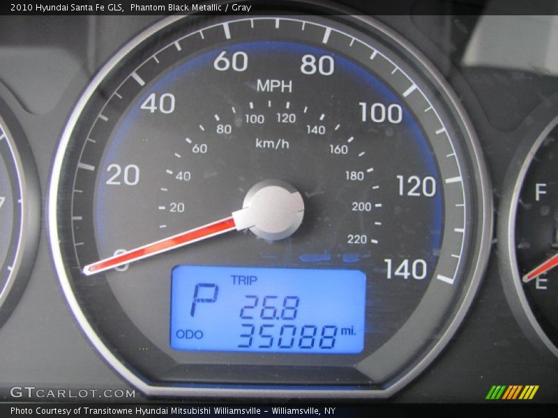 Phantom Black Metallic / Gray 2010 Hyundai Santa Fe GLS