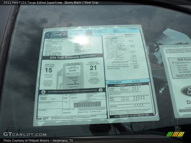 Ebony Black / Steel Gray 2011 Ford F150 Texas Edition SuperCrew