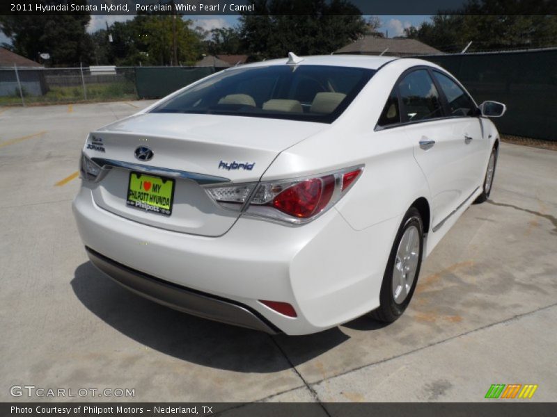 Porcelain White Pearl / Camel 2011 Hyundai Sonata Hybrid