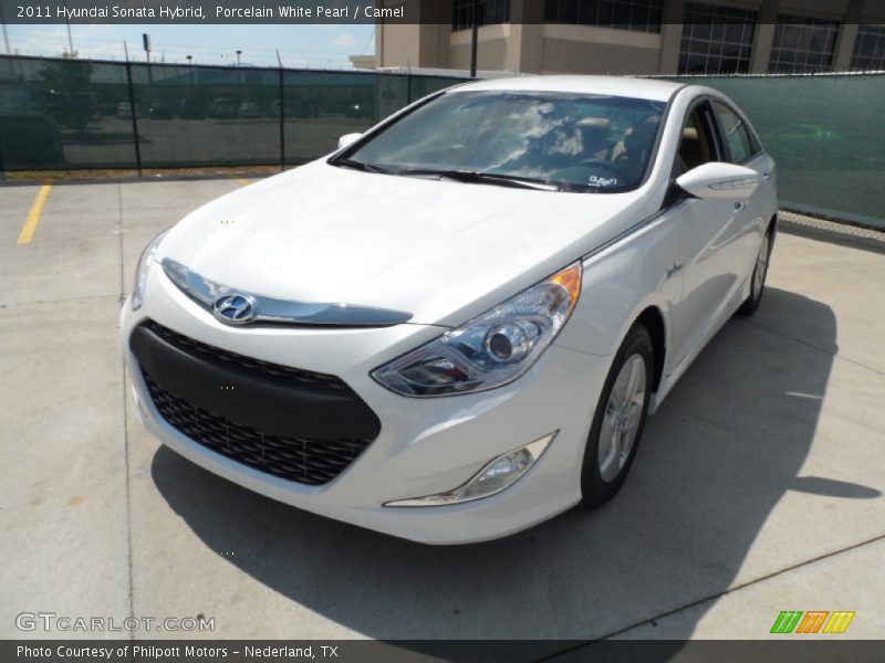 Porcelain White Pearl / Camel 2011 Hyundai Sonata Hybrid