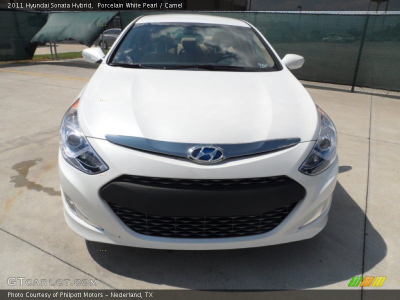 Porcelain White Pearl / Camel 2011 Hyundai Sonata Hybrid