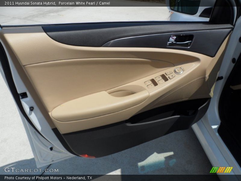 Porcelain White Pearl / Camel 2011 Hyundai Sonata Hybrid