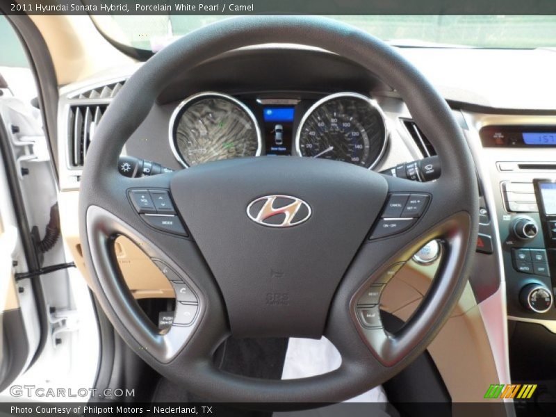 Porcelain White Pearl / Camel 2011 Hyundai Sonata Hybrid