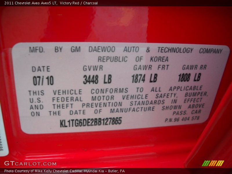 Victory Red / Charcoal 2011 Chevrolet Aveo Aveo5 LT