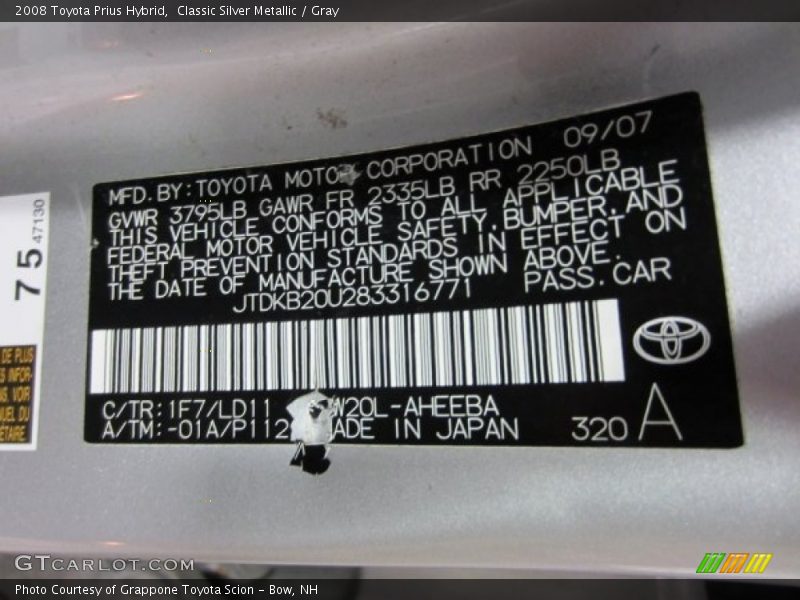 Classic Silver Metallic / Gray 2008 Toyota Prius Hybrid